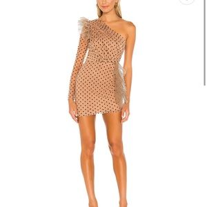 X revolve xena mini dress in nude and black dot